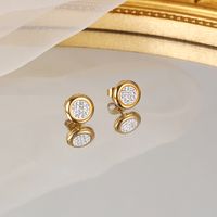 As Picture Fashion Geometric 304 Stainless Steel Rhinestones 14K Gold Plated Earrings main image 1