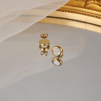 As Picture Fashion Geometric 304 Stainless Steel Rhinestones 14K Gold Plated Earrings main image 3