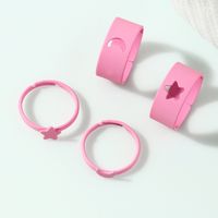 New Macaron Color Alloy Spray Paint Star Moon Ring 2 Piece Set sku image 5