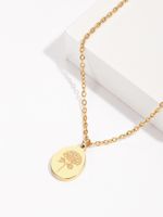 Mode Edelstahl 18k Gold Überzug Blume Drucken Anhänger Halskette main image 4