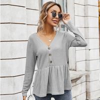 Fashion  New Tops V-neck Simple Loose T-shirt sku image 5