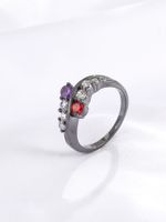 Fashion Jewelry Copper Plating Black Gold Zircon Ring main image 4