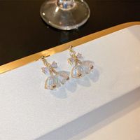 Fashion Cute Bow Crystal Bell Geometric Shaped Copper Earrings main image 1