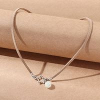 Women's Fashion Star Pu Leather Alloy Pendant Necklace Glass Bead Necklaces sku image 1