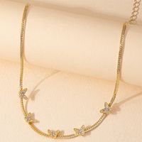 Japanese And Korean Series Internet Celebrity Diamond Butterfly Necklace Female Sweet Cool Style Micro Diamond Simple Design Clavicle Chain main image 1