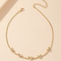 Japanese And Korean Series Internet Celebrity Diamond Butterfly Necklace Female Sweet Cool Style Micro Diamond Simple Design Clavicle Chain sku image 1