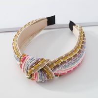 Fashion Casual Style White Red Knotted Woven Cloth Hair Band main image 2