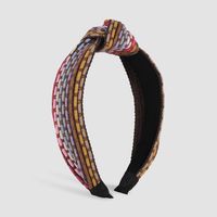 Fashion Casual Style White Red Knotted Woven Cloth Hair Band main image 4