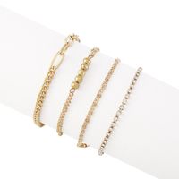 Simple Fashion Solid Color Claw Chain Beads Alloy Anklet Set main image 4