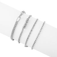 Simple Fashion Solid Color Claw Chain Beads Alloy Anklet Set sku image 2