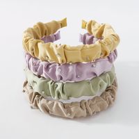 Simple Solid Color Wrinkle Inlaid Rhinestone Cloth Hair Band main image 3