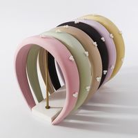 Simple Fashion Solid Color Artificial Pearl Fabric Hair Band main image 1