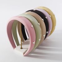 Simple Fashion Solid Color Artificial Pearl Fabric Hair Band main image 6