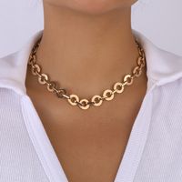Retro Simple Geometric Golden
 Silvery Solid Color Alloy Necklace sku image 1
