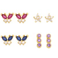 2022 New Fashion Geometric Colorful Zircon Inlaid Stud Earrings For Women main image 1