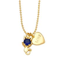 Fashion Cute Cat Heart Pendant Clavicle Chain Necklace Wholesale sku image 2