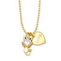 Fashion Cute Cat Heart Pendant Clavicle Chain Necklace Wholesale sku image 4