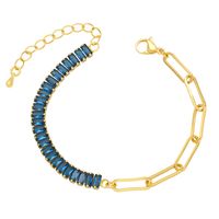 Fashion Simple Thick Chain Stitching Rectangular Zircon Inlaid Bracelet main image 4