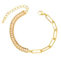 Fashion Simple Thick Chain Stitching Rectangular Zircon Inlaid Bracelet main image 3