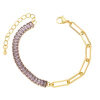 Fashion Simple Thick Chain Stitching Rectangular Zircon Inlaid Bracelet main image 2