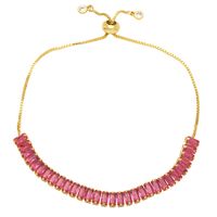 Fashion Simple Colorful Zircon Inlaid Copper Bracelet Wholesale sku image 5