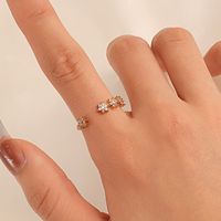 Fashion Simple Rhinestone Inlaid Six-pointed Star Open Adjustable Ring main image 3