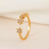 Fashion Simple Rhinestone Inlaid Six-pointed Star Open Adjustable Ring main image 4