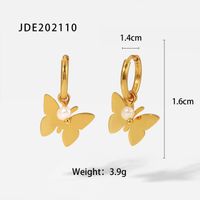 New Style 18k Gold Plated Smooth Butterfly Pearl Pendant Stainless Steel Earrings sku image 1