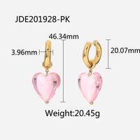 New Style 14k Gold Plated Stainless Steel Color Heart-shaped Pendant Earrings sku image 11