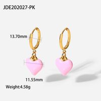 New Style 14k Gold Plated Stainless Steel Color Heart-shaped Pendant Earrings sku image 7