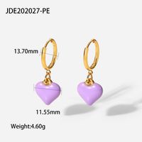 New Style 14k Gold Plated Stainless Steel Color Heart-shaped Pendant Earrings sku image 4