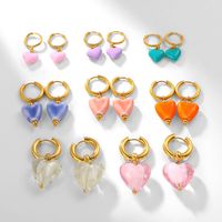 New Style 14k Gold Plated Stainless Steel Color Heart-shaped Pendant Earrings main image 2