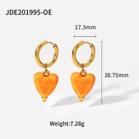 New Style 14k Gold Plated Stainless Steel Color Heart-shaped Pendant Earrings sku image 2