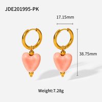 New Style 14k Gold Plated Stainless Steel Color Heart-shaped Pendant Earrings sku image 1