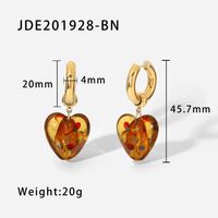 New Style 14k Gold Plated Stainless Steel Color Heart-shaped Pendant Earrings sku image 14