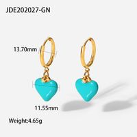 New Style 14k Gold Plated Stainless Steel Color Heart-shaped Pendant Earrings sku image 5