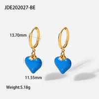 New Style 14k Gold Plated Stainless Steel Color Heart-shaped Pendant Earrings sku image 6