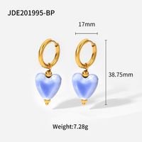 New Style 14k Gold Plated Stainless Steel Color Heart-shaped Pendant Earrings sku image 3