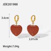 New Style 14k Gold Plated Stainless Steel Color Heart-shaped Pendant Earrings sku image 9