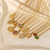 Fashion Geometric Stainless Steel Plating Artificial Crystal Zircon Gold Plated Necklace main image 5