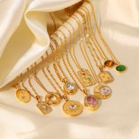 Fashion Geometric Stainless Steel Plating Artificial Crystal Zircon Gold Plated Necklace main image 1