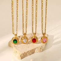 Fashion Geometric Stainless Steel Plating Artificial Crystal Zircon Gold Plated Necklace main image 2