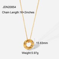 Fashion Geometric Stainless Steel Plating Artificial Crystal Zircon Gold Plated Necklace sku image 2