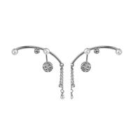 Fashion Simple Metal Pearl Long Chain Rhinestone Alloy Ear Jewelry main image 3