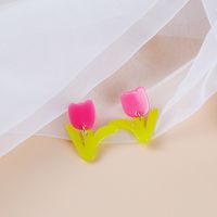 Mode Frische Kontrast Farbe Tulip Blume Cartoon Einfache Legierung Ohrringe main image 5