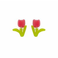 Mode Frische Kontrast Farbe Tulip Blume Cartoon Einfache Legierung Ohrringe sku image 1