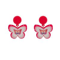 Cartoon Three-dimensional Printing Butterfly Sweet Pink Cute Copper Earrings sku image 1