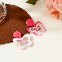 Cartoon Three-dimensional Printing Butterfly Sweet Pink Cute Copper Earrings main image 5
