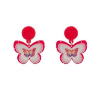 Cartoon Three-dimensional Printing Butterfly Sweet Pink Cute Copper Earrings main image 6