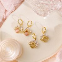 Fashion Pink Opal Inlaid Pearl Simple Sweet Alloy Earrings main image 1